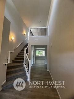 stairs with a towering ceiling