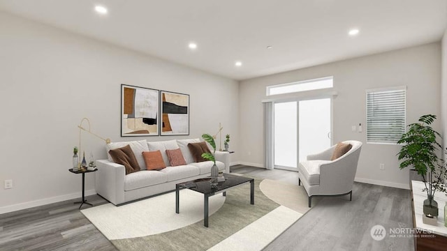 living room with wood-type flooring