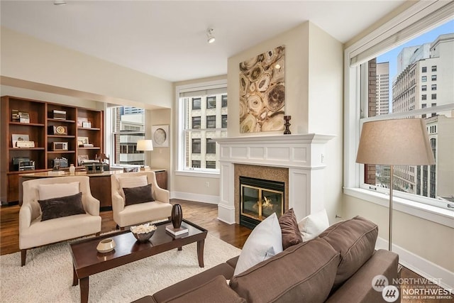 sitting room featuring plenty of natural light and wood-type flooring