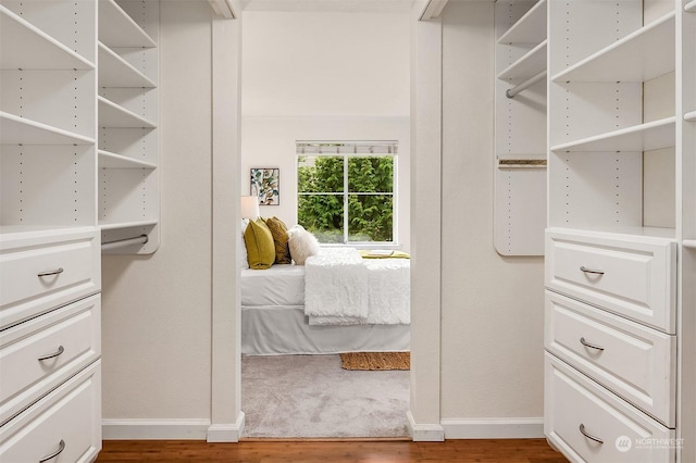 walk in closet featuring hardwood / wood-style floors