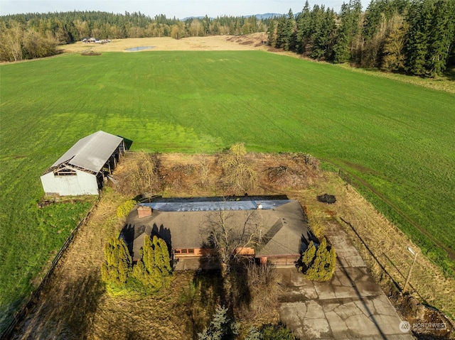 bird's eye view with a rural view