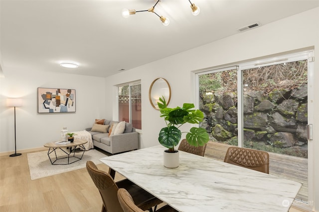 dining room with light hardwood / wood-style floors