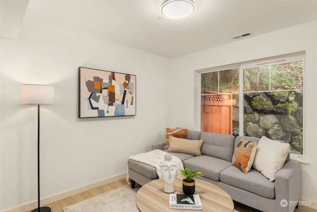 living room featuring light hardwood / wood-style flooring