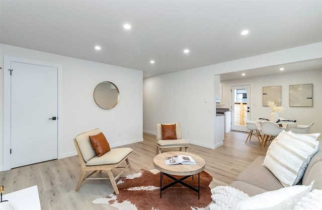 living room featuring light wood-type flooring