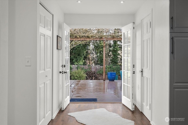 foyer featuring dark hardwood / wood-style floors