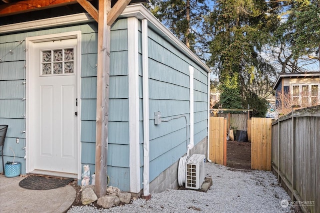 view of outbuilding featuring ac unit