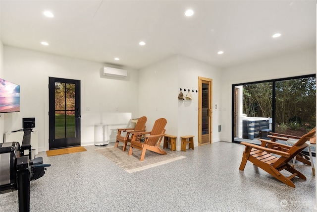 interior space featuring a wall mounted air conditioner