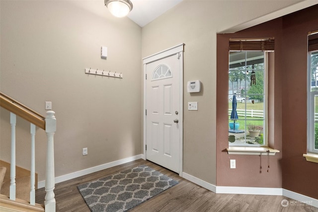 foyer entrance featuring hardwood / wood-style flooring