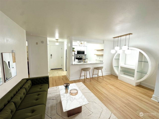 living room featuring light hardwood / wood-style flooring