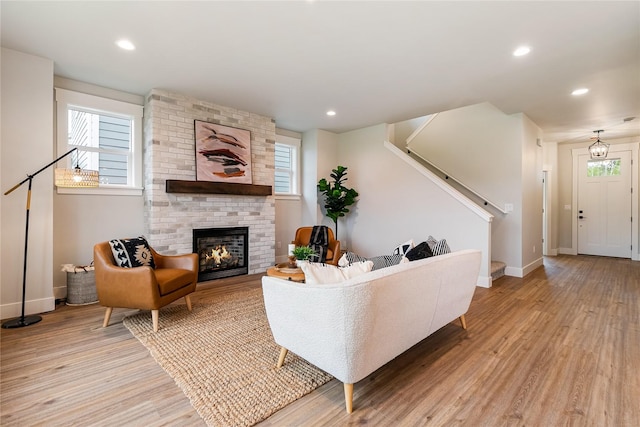 5986 Ranch Loop, Ferndale, WA 98248 - living area with light wood-style floors, baseboards, stairs, and recessed lighting