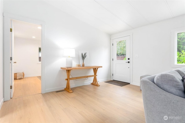 foyer entrance featuring light hardwood / wood-style floors