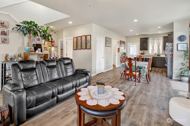 living room featuring light hardwood / wood-style floors