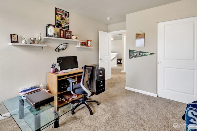 view of carpeted office space