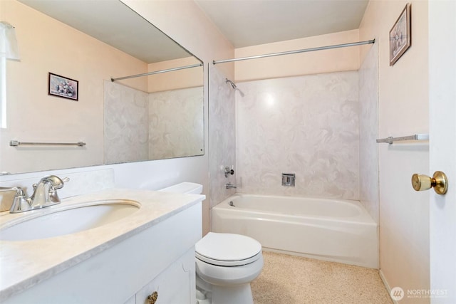 full bathroom with vanity, toilet, and shower / bathing tub combination