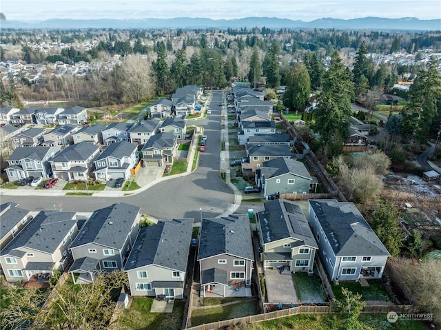 aerial view featuring a mountain view