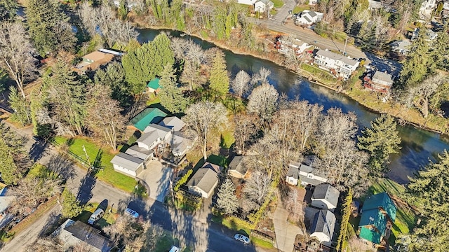 bird's eye view featuring a water view