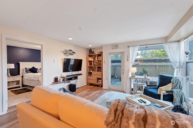 living room featuring light hardwood / wood-style floors