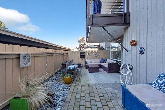 view of patio featuring an outdoor living space