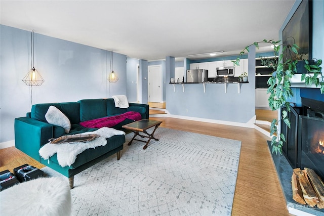 living room with light wood-type flooring