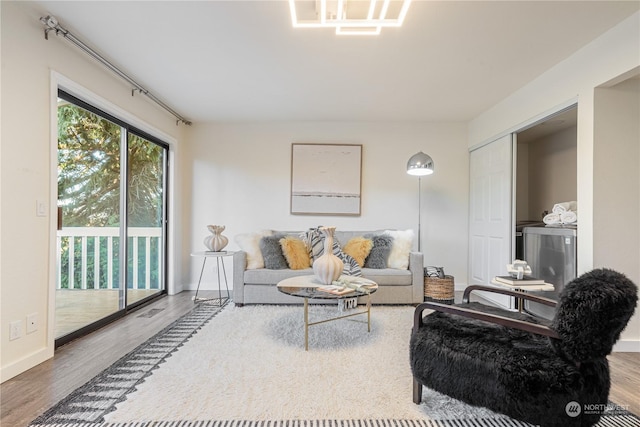 living room featuring hardwood / wood-style flooring