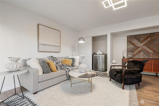 living room with hardwood / wood-style floors