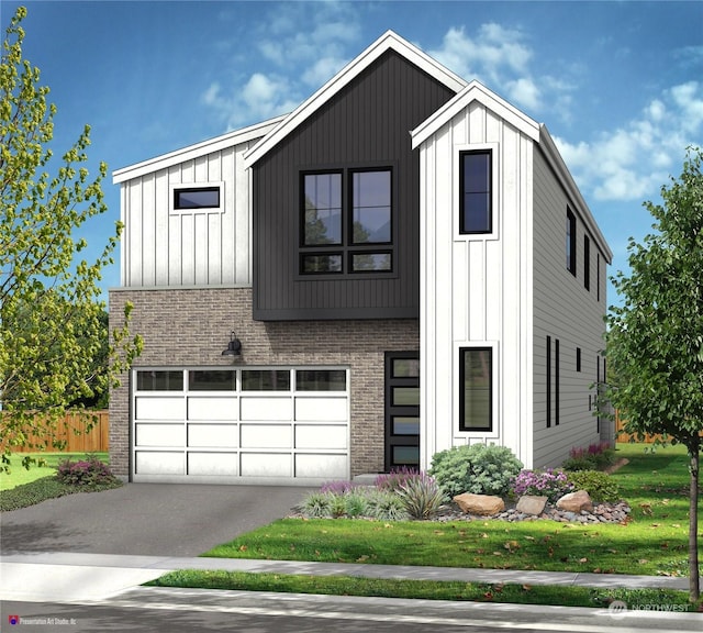 modern farmhouse featuring a garage