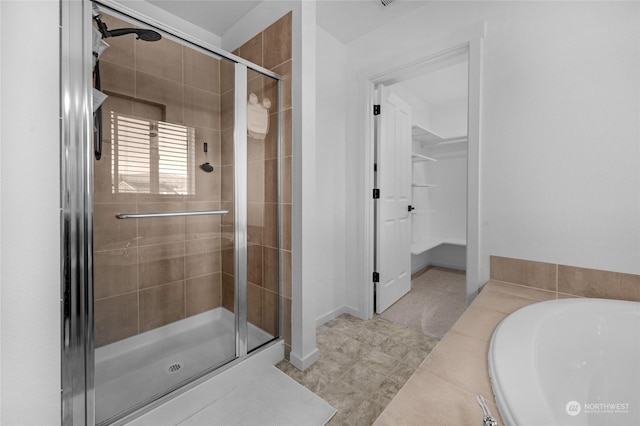 bathroom with plus walk in shower