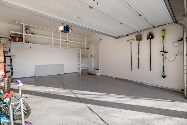 garage with a garage door opener