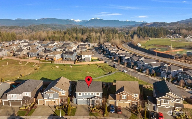 aerial view with a mountain view