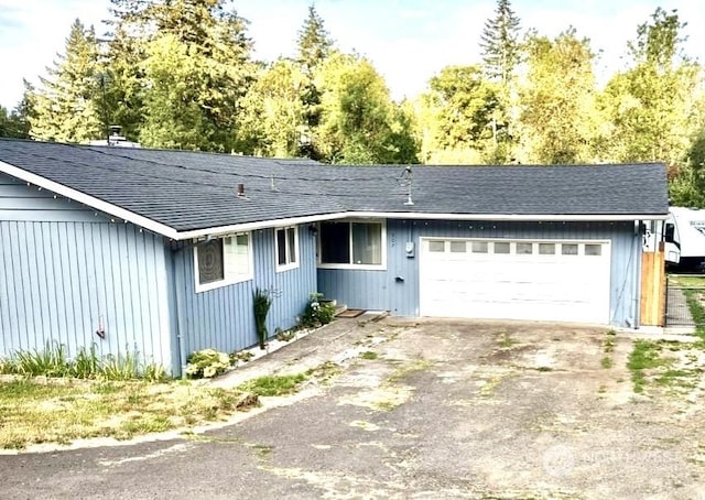 exterior space with a garage