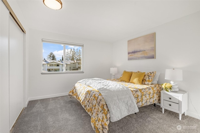 bedroom featuring a closet and carpet