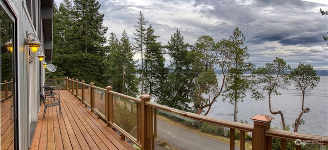 deck with a water view