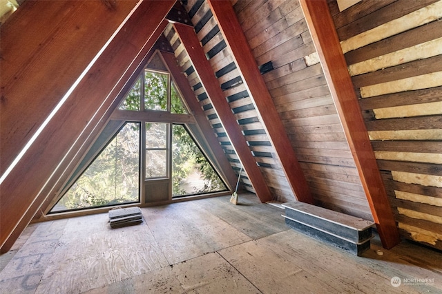 additional living space featuring lofted ceiling