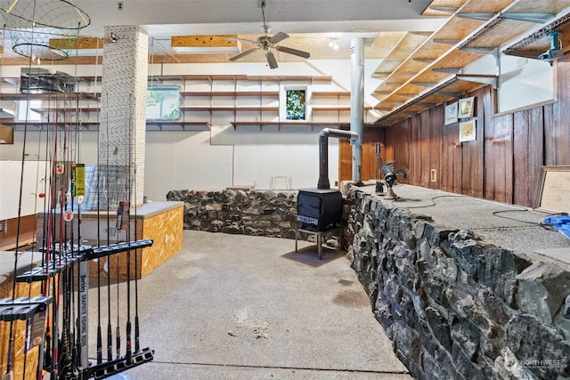 view of patio / terrace featuring an outdoor bar and ceiling fan