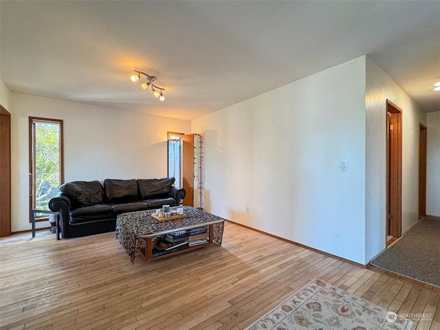 living room featuring light wood-type flooring