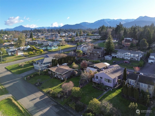 bird's eye view featuring a mountain view