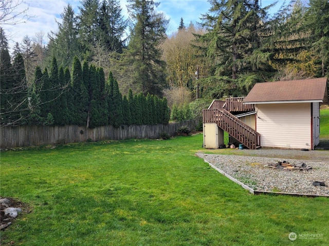 view of yard featuring a deck