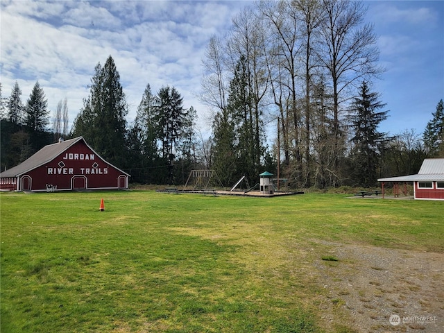 view of yard with a playground