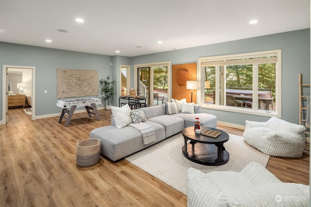 living room featuring light hardwood / wood-style flooring