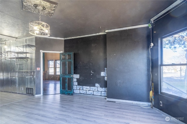 spare room with wood-type flooring, a wealth of natural light, and french doors