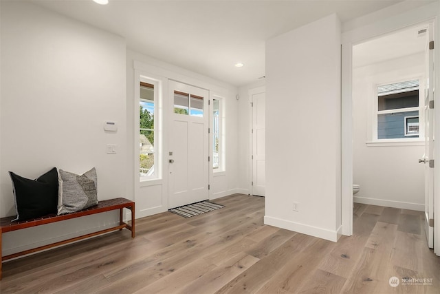 entryway with light hardwood / wood-style floors