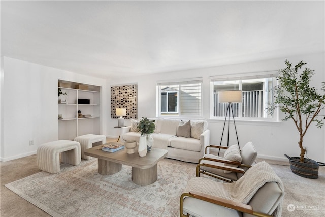 living room featuring carpet flooring