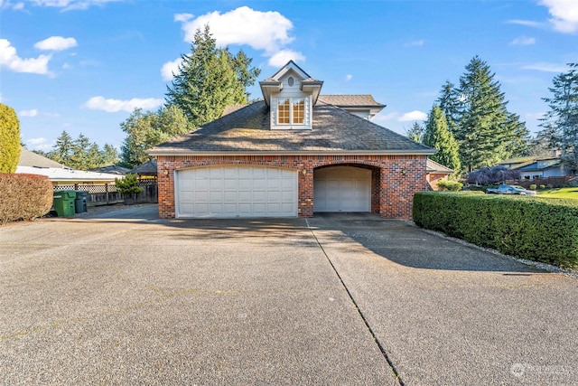 exterior space with a garage