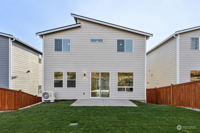 back of house with a patio, ac unit, and a lawn