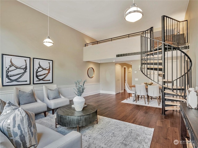 living room featuring dark hardwood / wood-style floors