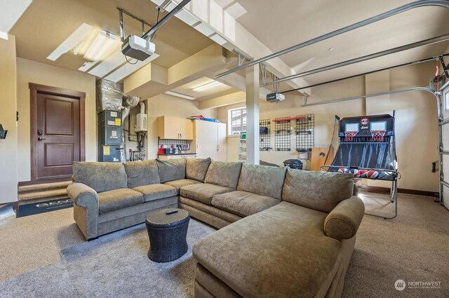 community lobby with heating unit