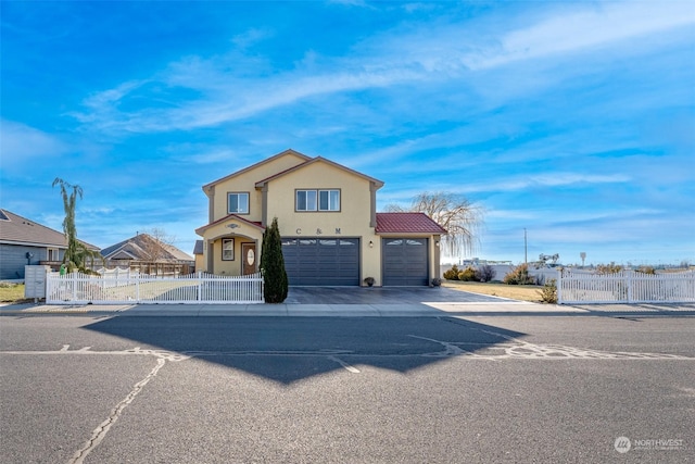 front of property with a garage