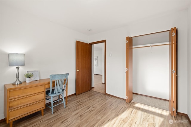 office featuring light wood-type flooring