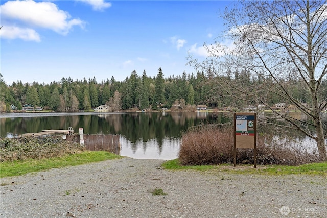 property view of water with a view of trees