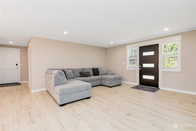 living room featuring light hardwood / wood-style floors